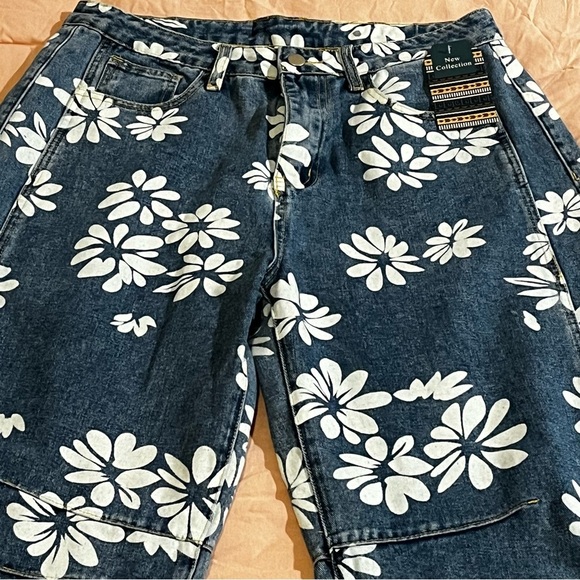 New Collection Ked Women Laser Daisy Flower Barrel Jeans Hippy Boho Slouchy Sz16 - Picture 8 of 8
